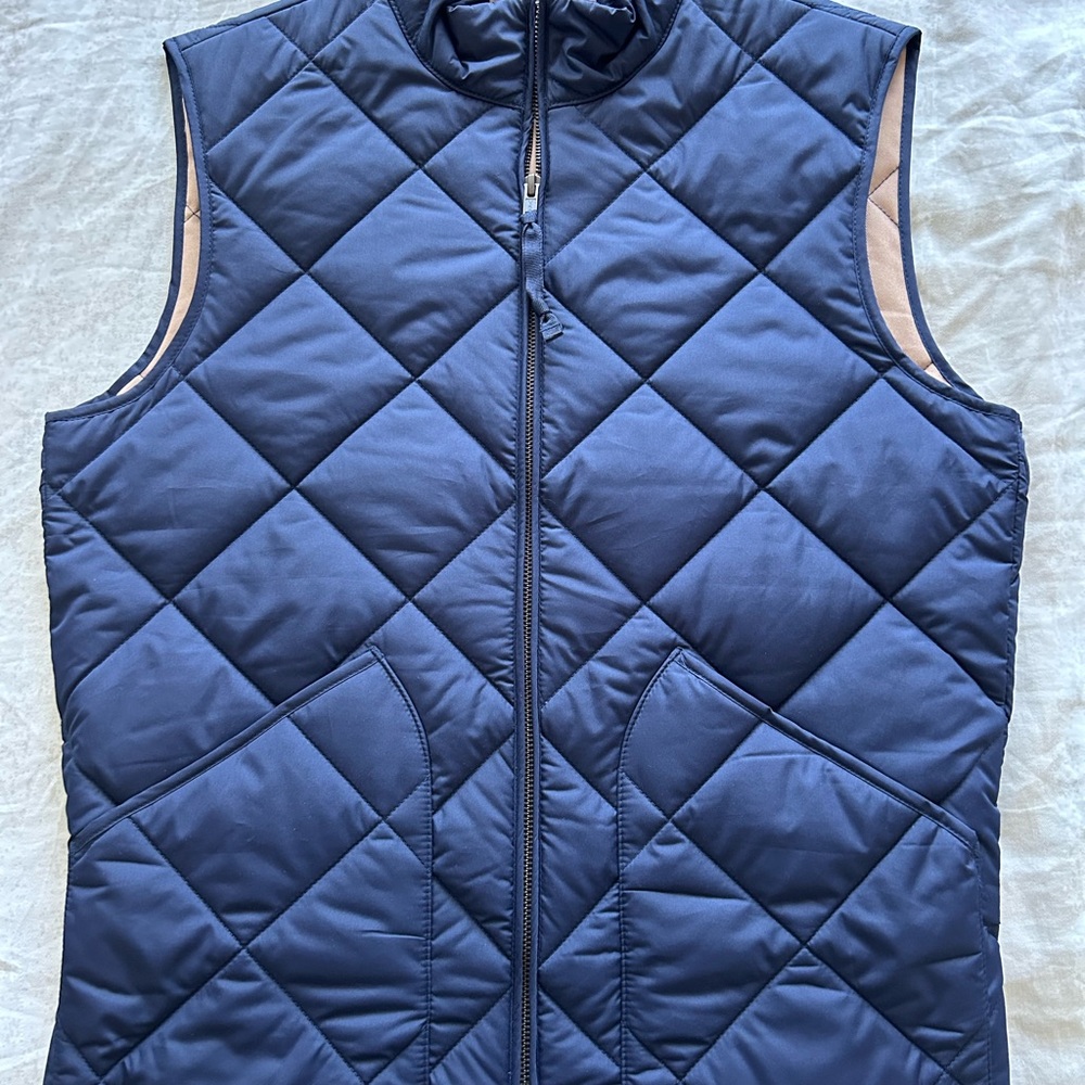 J. Crew Blue Quilted Vest with Diamond Pattern